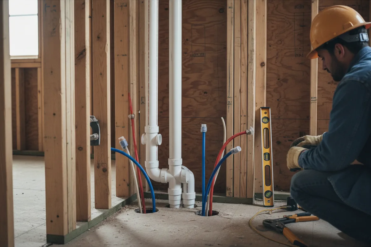 Drain and supply rough-in during Sump Pump Repair in Apison